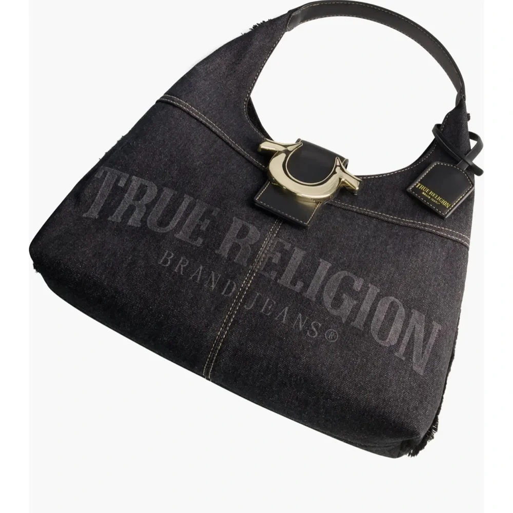 🖤True Religion Black Frayed Denim Hobo Bag🖤NWT